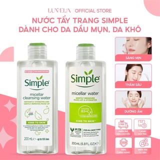 Nước Tẩy Trang Simple Micellar Cleansing Water Giúp Loại Bỏ Bụi Bẩn Và Làm Sạch Lớp Trang Điểm Hiệu Quả 200ml NTT06
