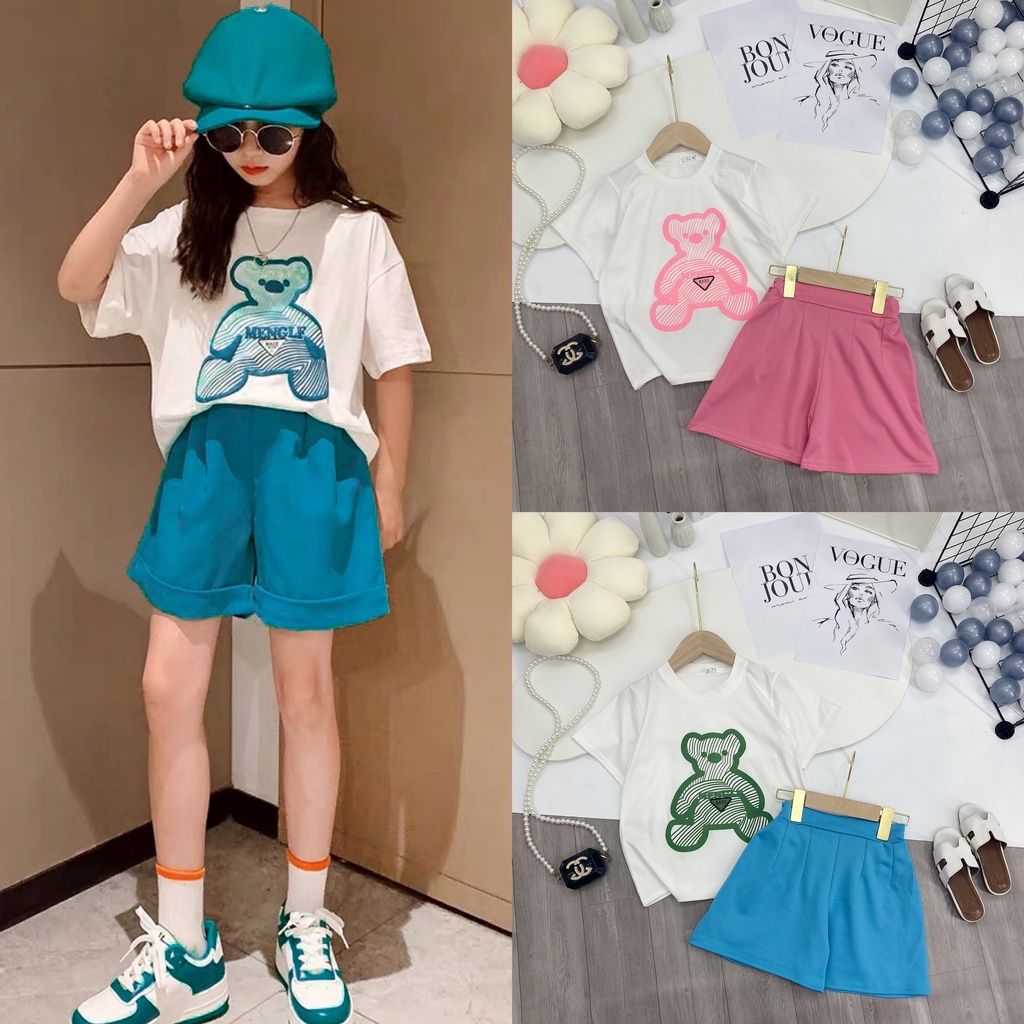 Bộ quần áo hè "GẤU FEI 82" 18-48kg cho bé gái 4-14 tuổi. Thiết kế đẹp - thoáng mát. Hàng may kỹ. G65
