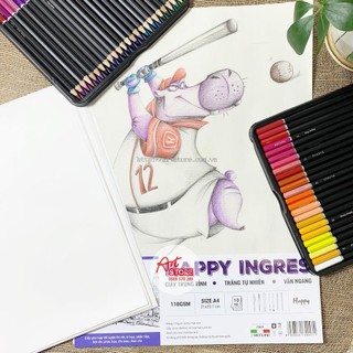 Giấy canson mỏng khổ a5/a4/a3/a2/a1 happy ingres định lượng 110gsm