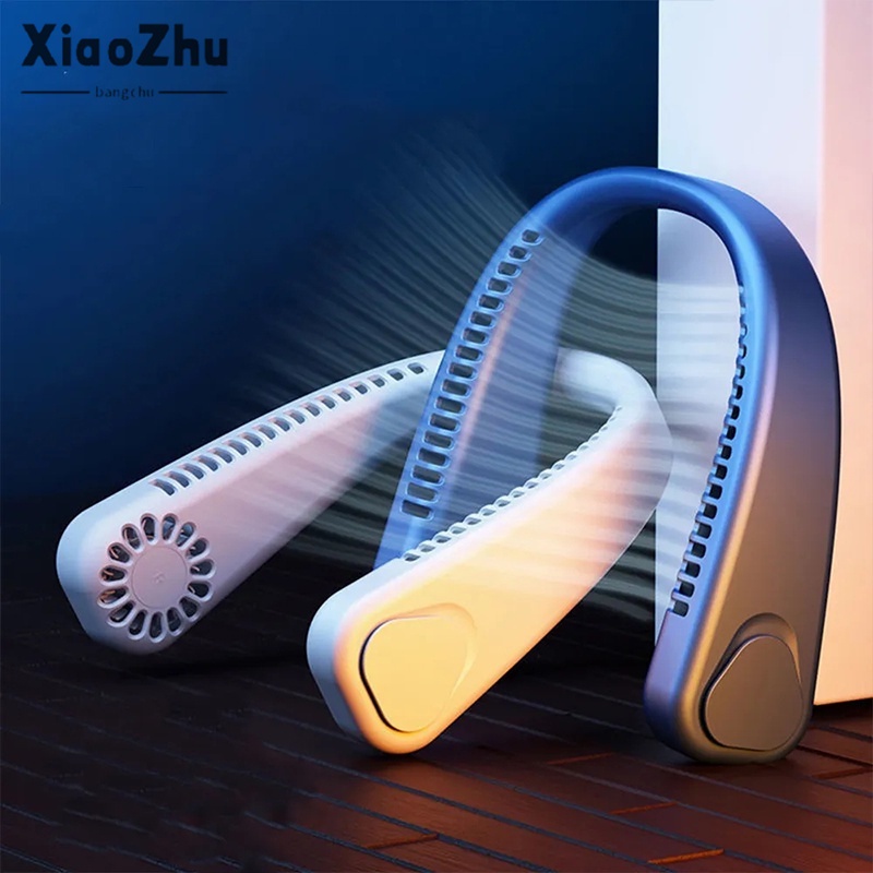 Quạt điện đeo cổ mini XIAOZHUBANGCHU không cánh cỡ nhỏ làm lạnh siêu mát tiện lợi