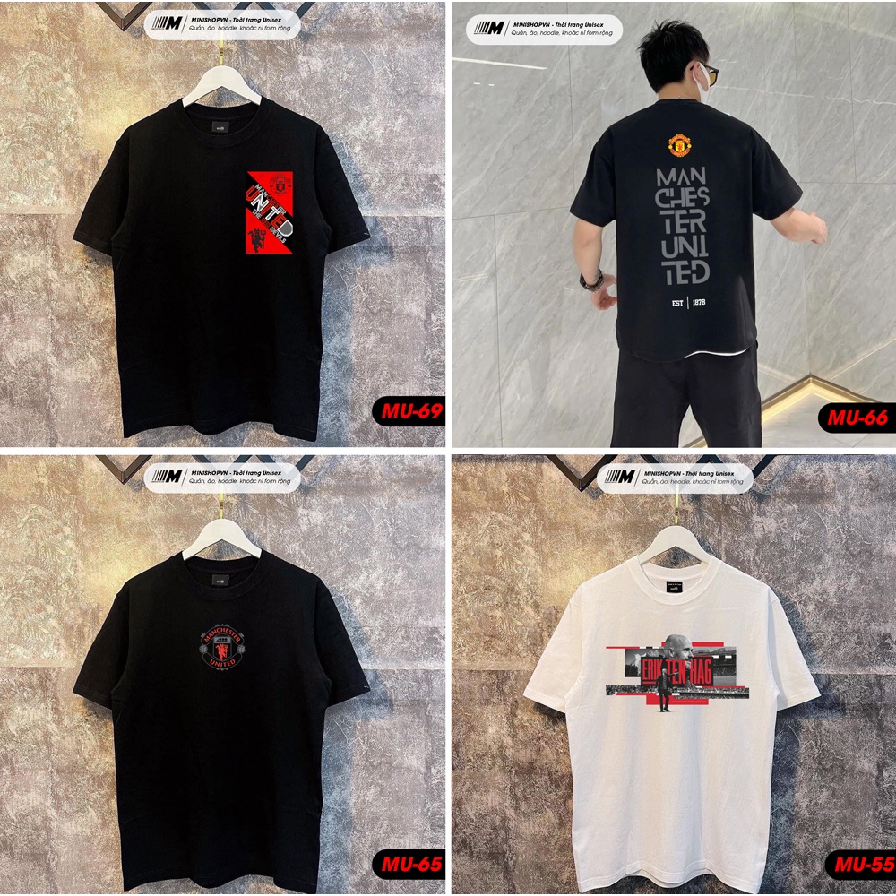 Áo thun nam nữ CLB Manchester United chất cotton cao cấp mềm mịn dáng rộng thoải mái, BST 18 mẫu áo phông MU mới Minisho