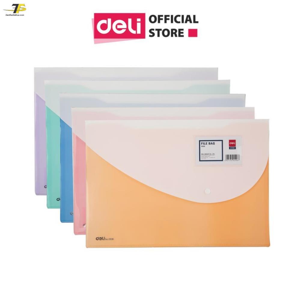 Túi hồ sơ A4 Deli, Đỏ/Cam/Xanh dương/Tím/Xanh lá cây - 1 chiếc - E5506