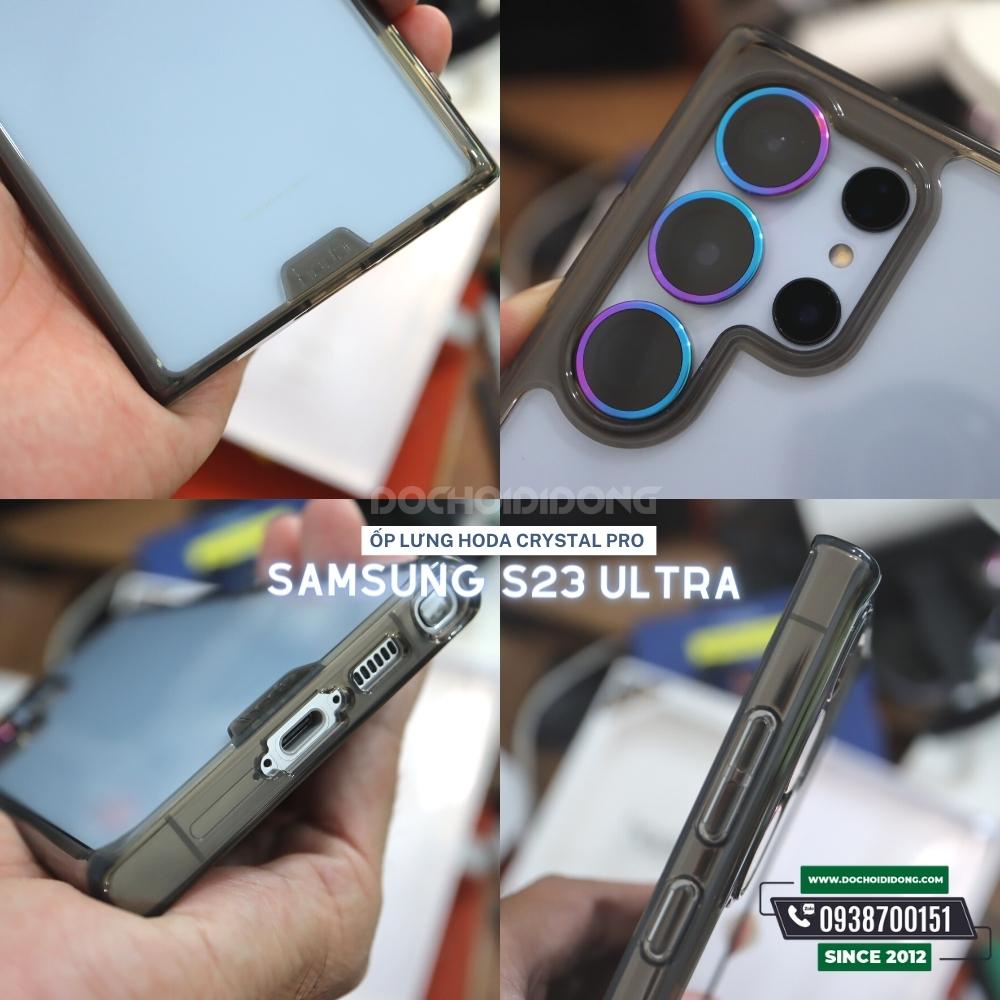 Ốp lưng Samsung Galaxy S23/S23+/S23 Ultra Hoda Crystal Pro chống sốc lưng kính trong cao cấp