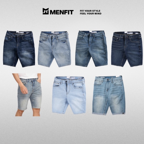 Quần short jean nam trơn MRC chất cotton cao cấp form ôm vừa vặn tôn dáng trẻ trung - MENFIT