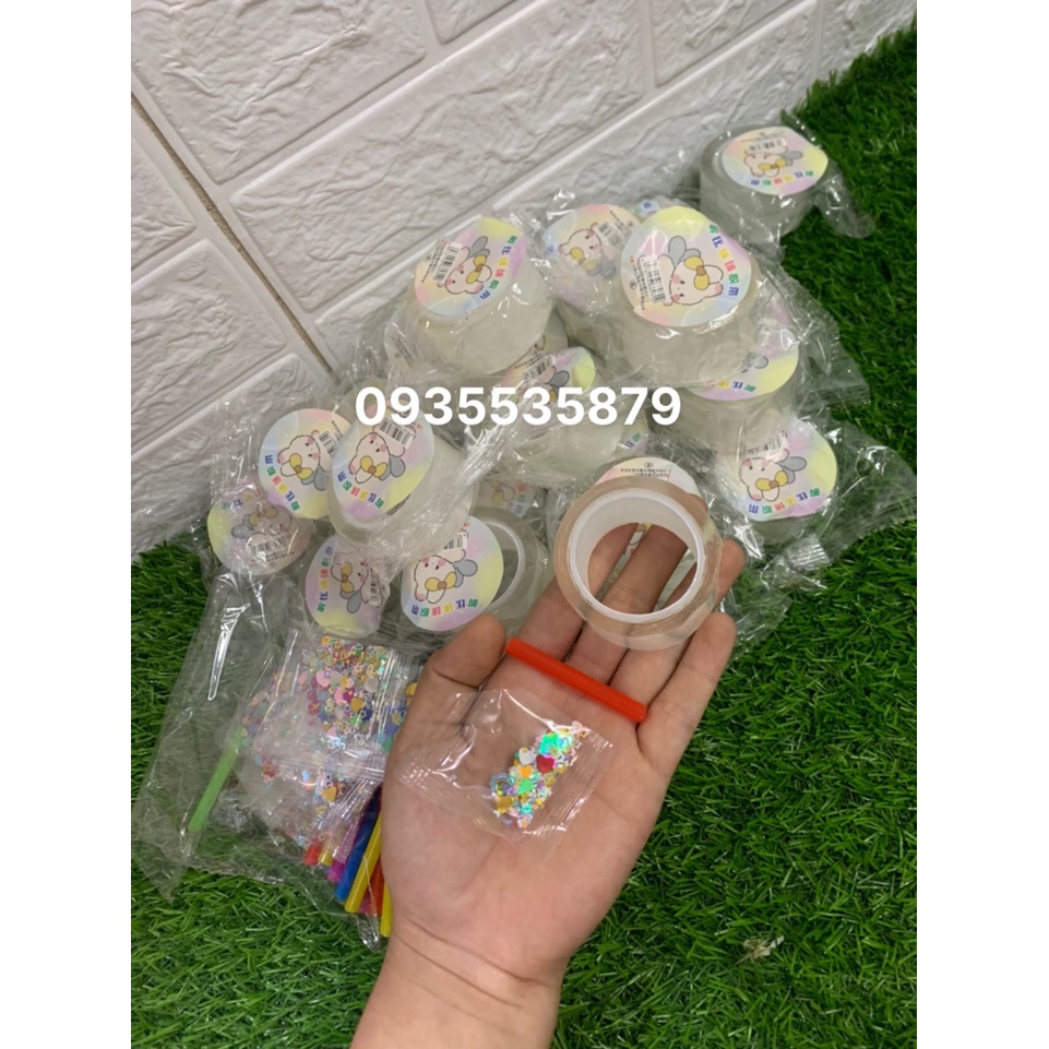 Băng keo 2 mặt thổi bong bóng nước, băng dính hai mặt nano trong suốt siêu dính dán tường đa năng rẻ