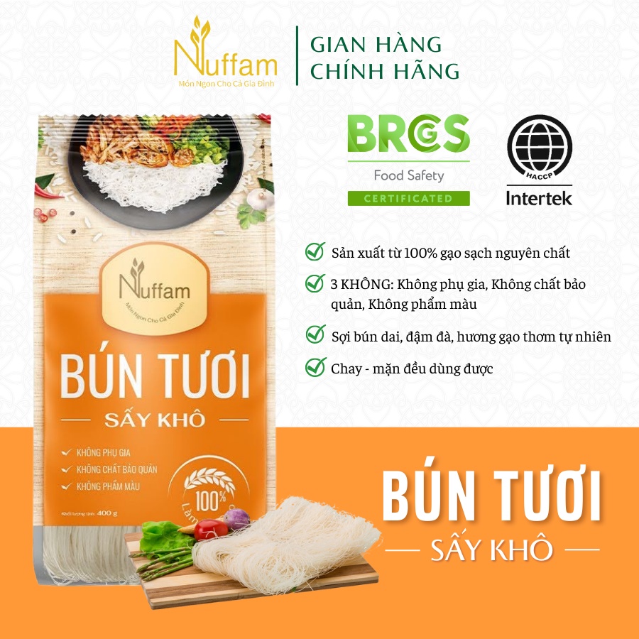 Bún Tươi Sấy Khô 400gr - Chính Hãng Nuffam - Thơm Ngon, Làm Hoàn Toàn Từ Gạo