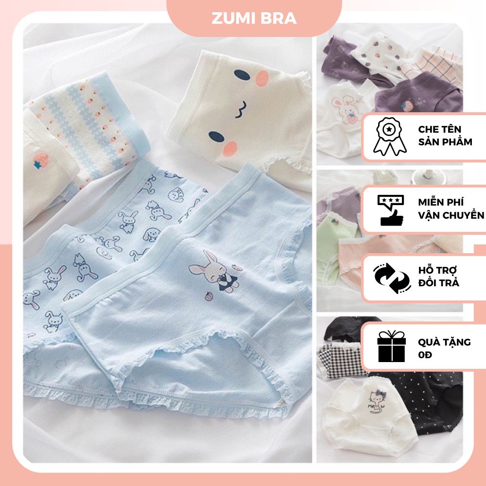 SET 5 Quần lót cotton nữ cute dễ thương , quần chip cotton nâng mông kháng khuẩn, SET 3 Quần lót ren sexy Cao Cấp N019