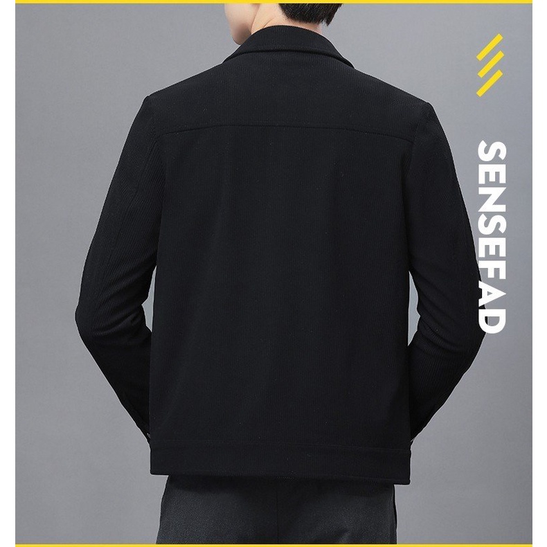 Áo khoác nam nhung tăm cao cấp có túi trong Model fashion form đẹp, trẻ trung, sang trọng