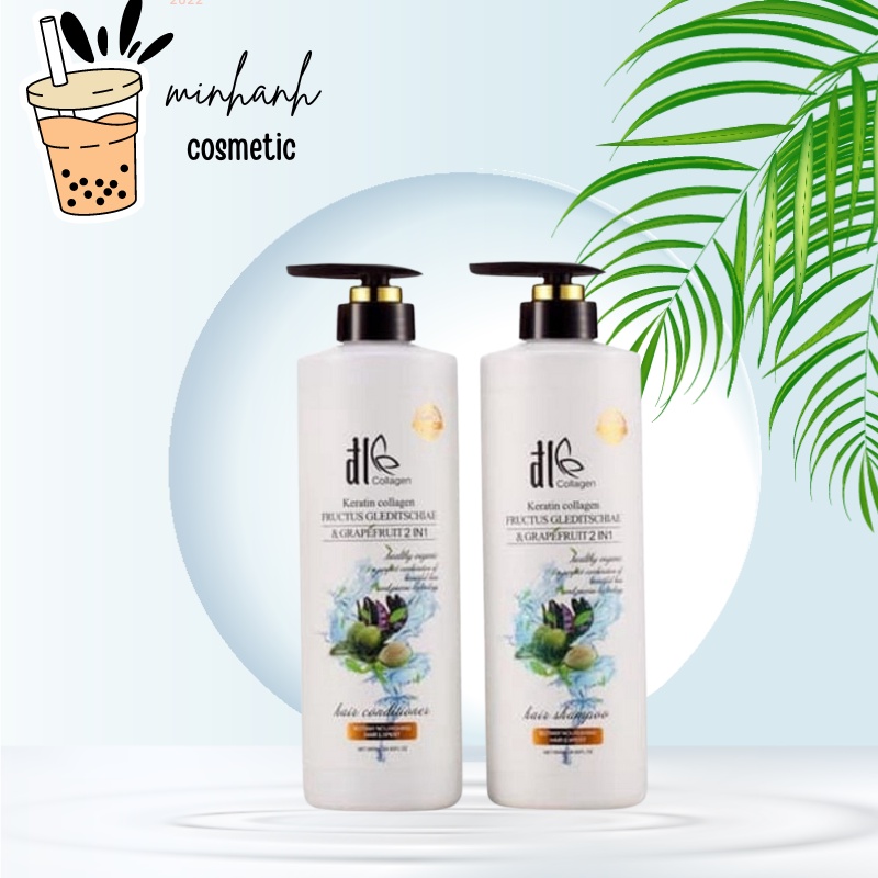 Cặp Dầu Gội Xả DL KERATIN COLLAGEN - Dầu Gội Bồ Kết Hoa Bưởi Phục Hồi Tóc Hư Tổn Minhanh Cosmetic
