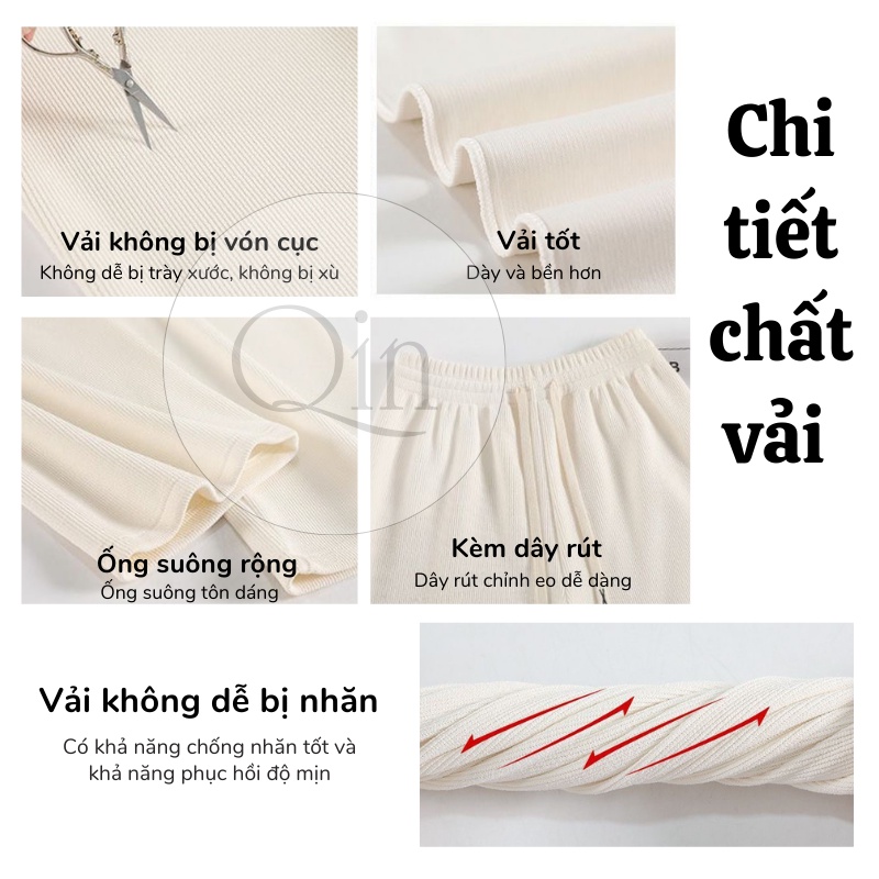 Quần Qin Chất Nhung Tăm Ống Rộng Phong Cách Hàn Quốc