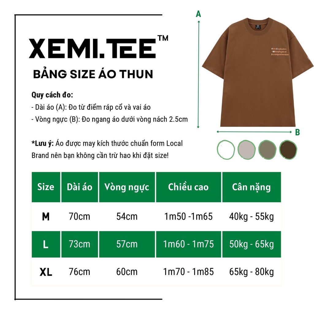 Áo thun local brand Xemi.tee form unisex dòng Signature Tee ver 2.0 giá rẻ màu nâu