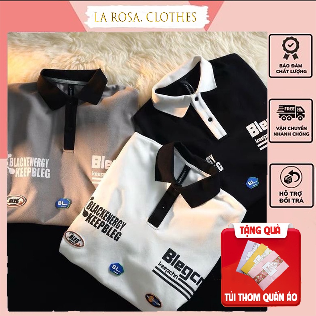 Áo thun có cổ Polo Unisex form rộng tay lỡ chất cá sấu mềm, áo phông Blengcn nam nữ trẻ trung - phong cách