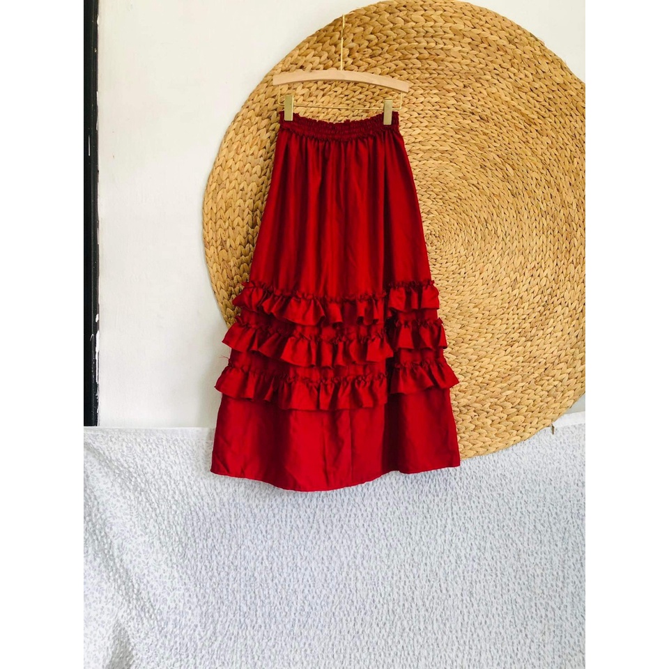 2hand chân váy maxi bèo đỏ CV70 tiembixanh