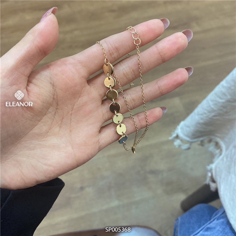 Dây chuyền bạc nữ Eleanor Accessories thiết kế mặt tròn mắt xích vòng cổ choker phụ kiện trang sức 5368