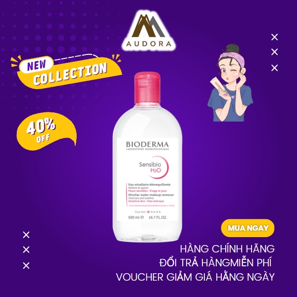 Nước tẩy trang Bioderma Sébium H2O 500ml Cho Da Nhạy Cảm Auth Audora Mỹ Phẩm Chính Hãng