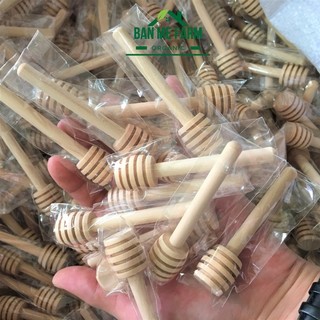 Cây lấy mật ong bằng gỗ ngắn que 8cm, dụng cụ muỗng khuấy mật ong nguyên chất