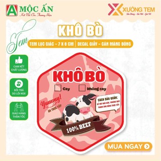55 Tem dán lục giác 7x8cm các loại khô bò
