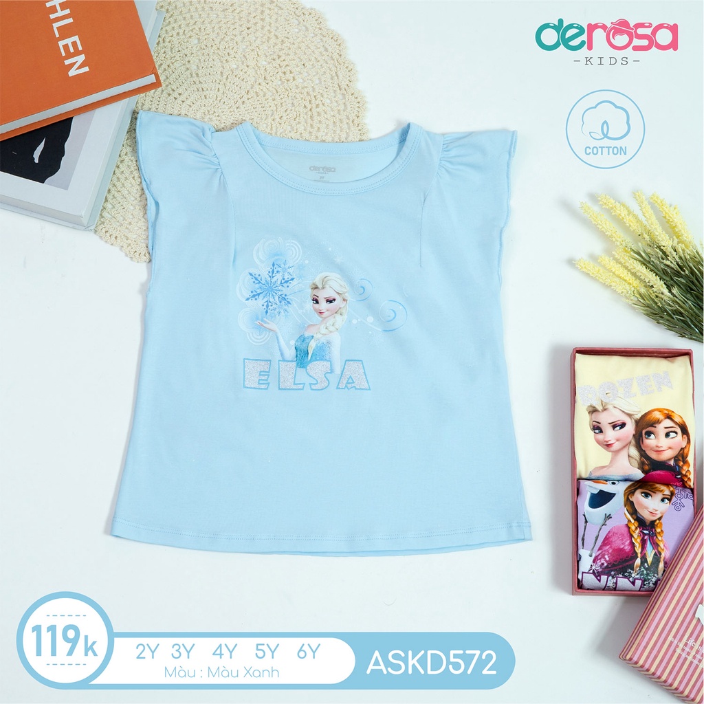 Áo cộc tay cho bé gái DEROSA KIDS chất liệu cotton từ 2 đến 6 tuổi ASKD572A