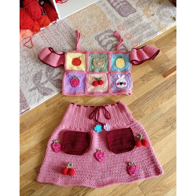Set bộ len handmade [crochet] 🧶 xinh 🍒🍊🍓🍍