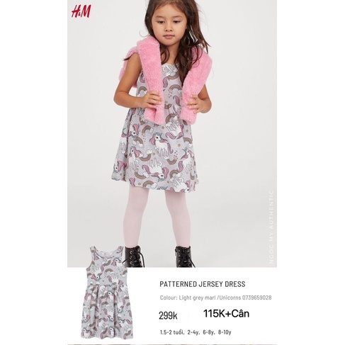 Đầm cotton bé gái Hm auth vợt sale