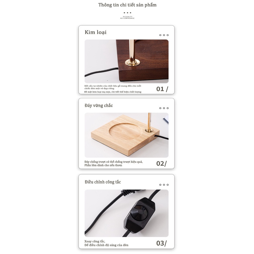 Xông Phòng Nóng Chảy Đèn Sáp Hương Thơm Tinh Dầu Nóng Chảy Đèn Nến Phòng Ngủ Đầu Giường Bằng Gỗ Đèn Ngủ Để Bàn