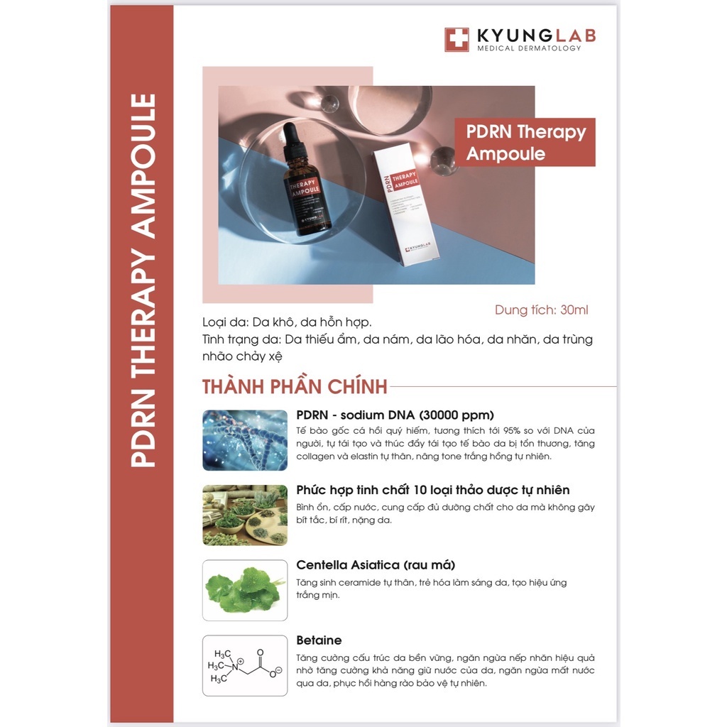 Tinh Chất Tế Bào Gốc Phục Hồi, Chống Lão Hóa Da Kyunglab Pdrn Therapy Ampoule 30ml, Giúp Làn Da Căng Bóng Mịn Màng
