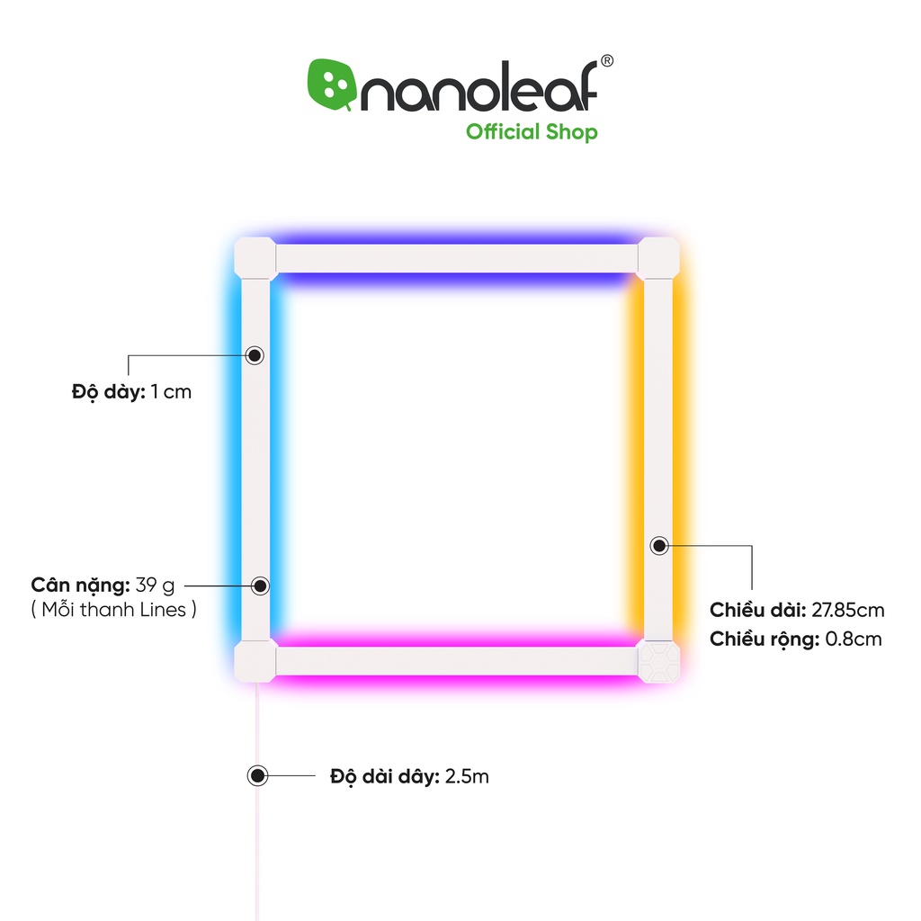 Đèn LED RGB lắp ghép thông minh Nanoleaf Lines Squared 4 thanh đèn (Bộ khởi động)