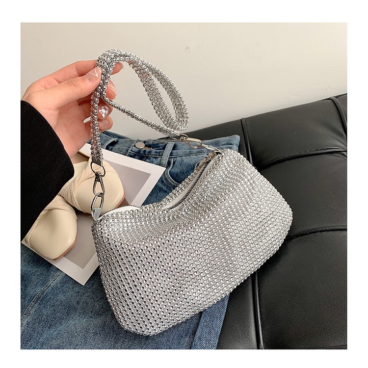 CHIC JOY♥Túi đeo sát nách một vai nữ xu hướng thời trang thiết kế đơn giản túi xách đính đá lấp lánh
