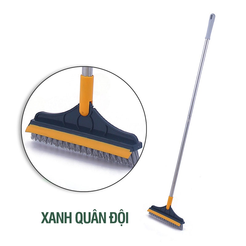 Chổi cọ nhà vệ sinh Kitimop-Z4 cây chà sàn kèm gạt nước đa năng 2 trong 1, đầu xoay 120 độ cọ sạch khe hẹp và góc tường