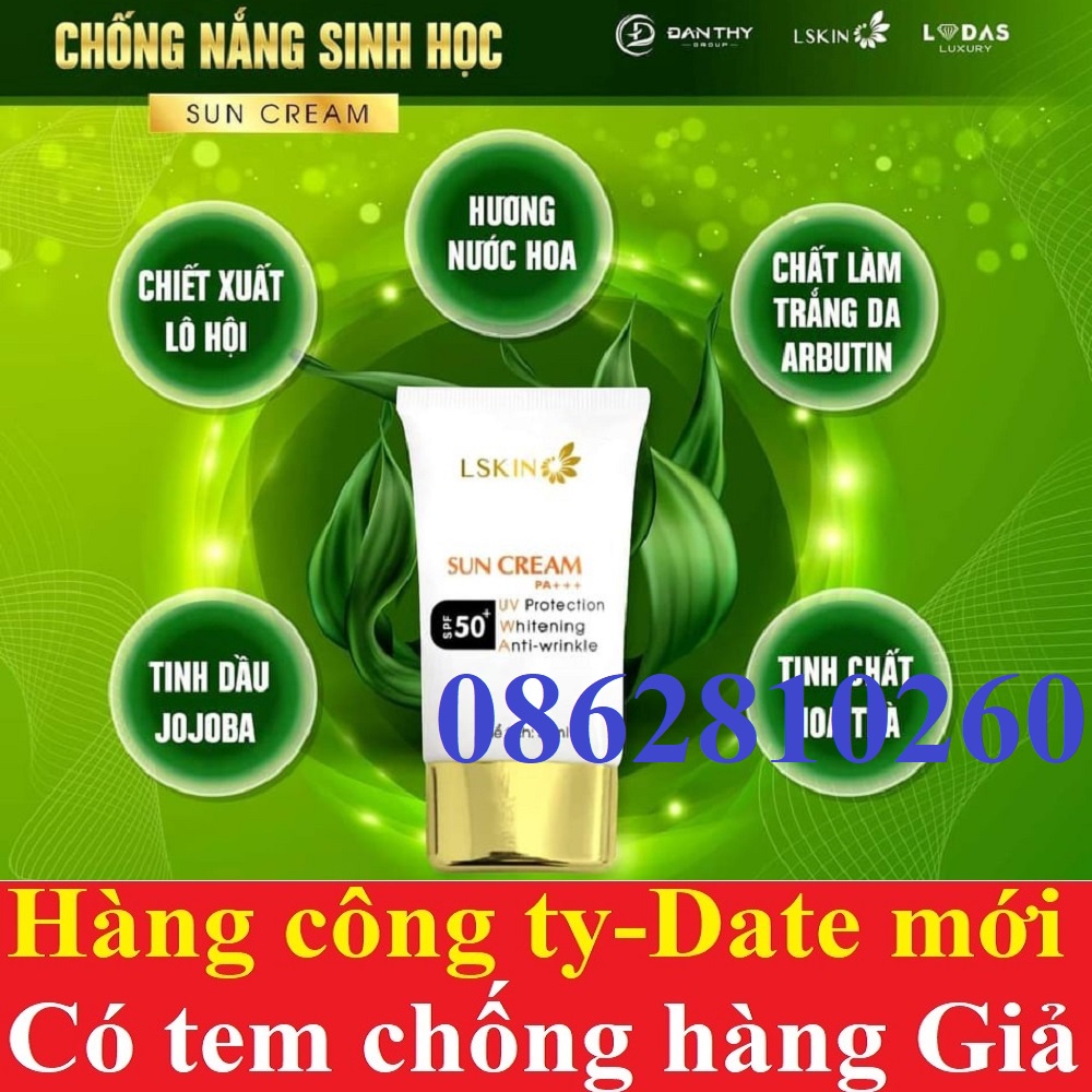 Kem chống nắng sinh học sun cream lskin đan thy chống tia uv chống tia tử ngoại giữ trắng làn da trắng hồng tự nhiên