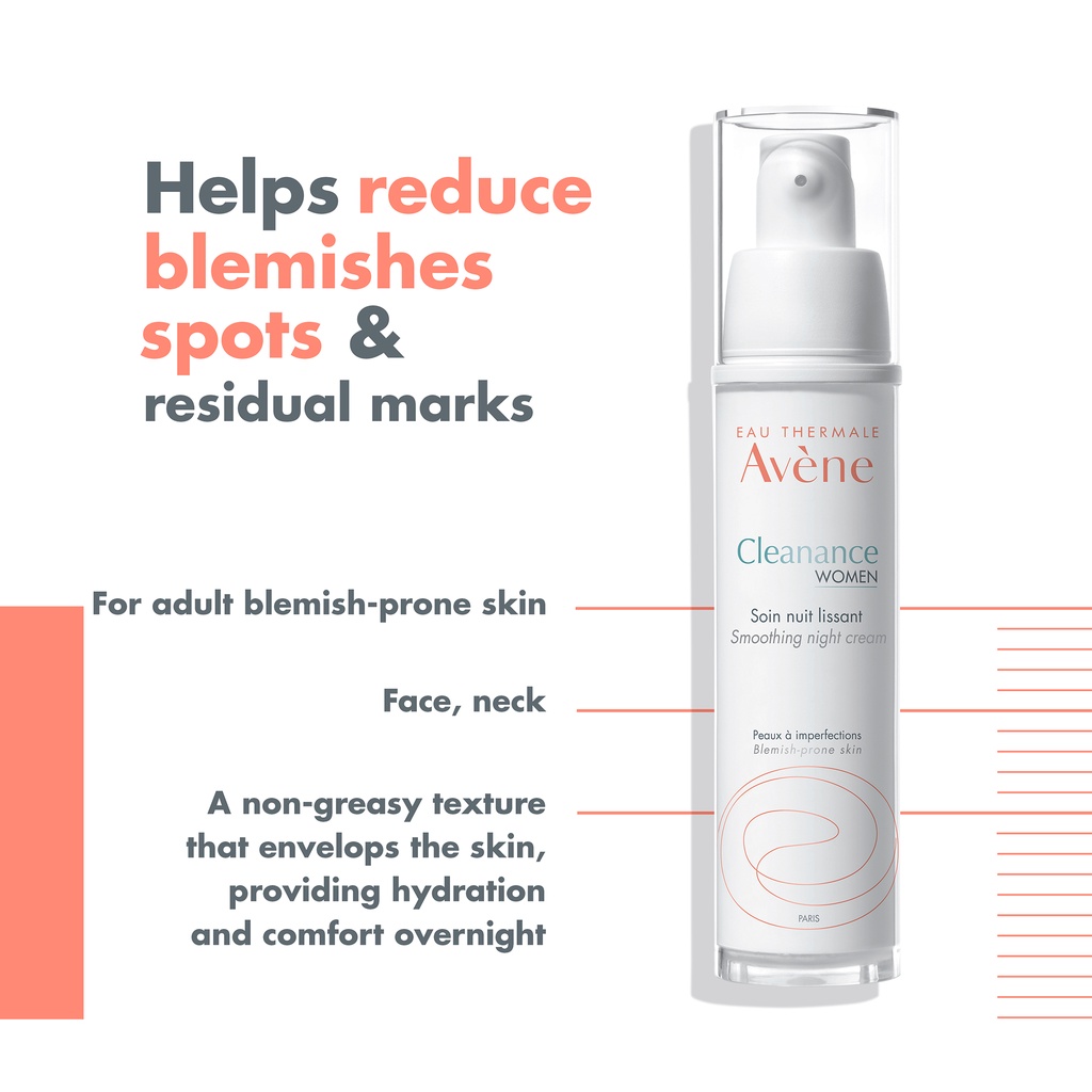 Kem Dưỡng Da Ban Đêm Avene Cleanance Women Smoothing Night Cream Giảm Nhờn 30ml