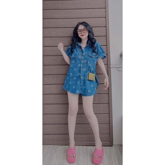 [HÀNG SẴN ] Set jean in hình kèm quần short [ Kèm ảnh thật]