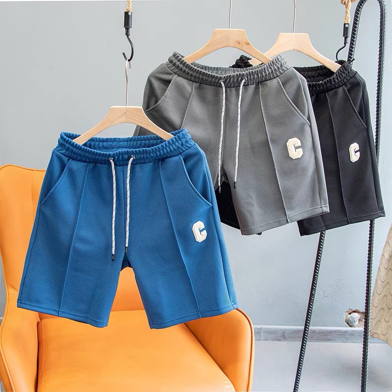 Quần đùi nam nữ - CHIẾT LY + PHỐI HÌNH CHỮ C  - Quần short unisex chất tổ ong dày dặn