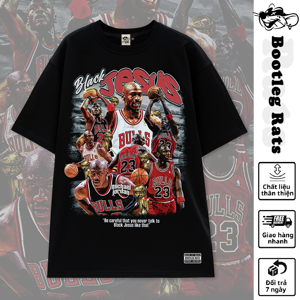 Áo thun tay lỡ Michael Jordan Tee Oversize Phong Cách Hiphop Unisex Bootleg Rats Lifestyle