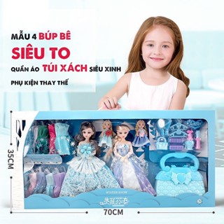 Set búp bê xanh cỡ lớn, Búp bê Barbie công chúa Elsa búp bê thay váy, búp bê công chúa tóc may, hộp quà tặng cho bé gái