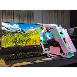 Pc gaming thùng trắng đẹp livestream chơi game gta5/ pupg/ csgo/ fifa 04/ edit video/ ps/ ai
