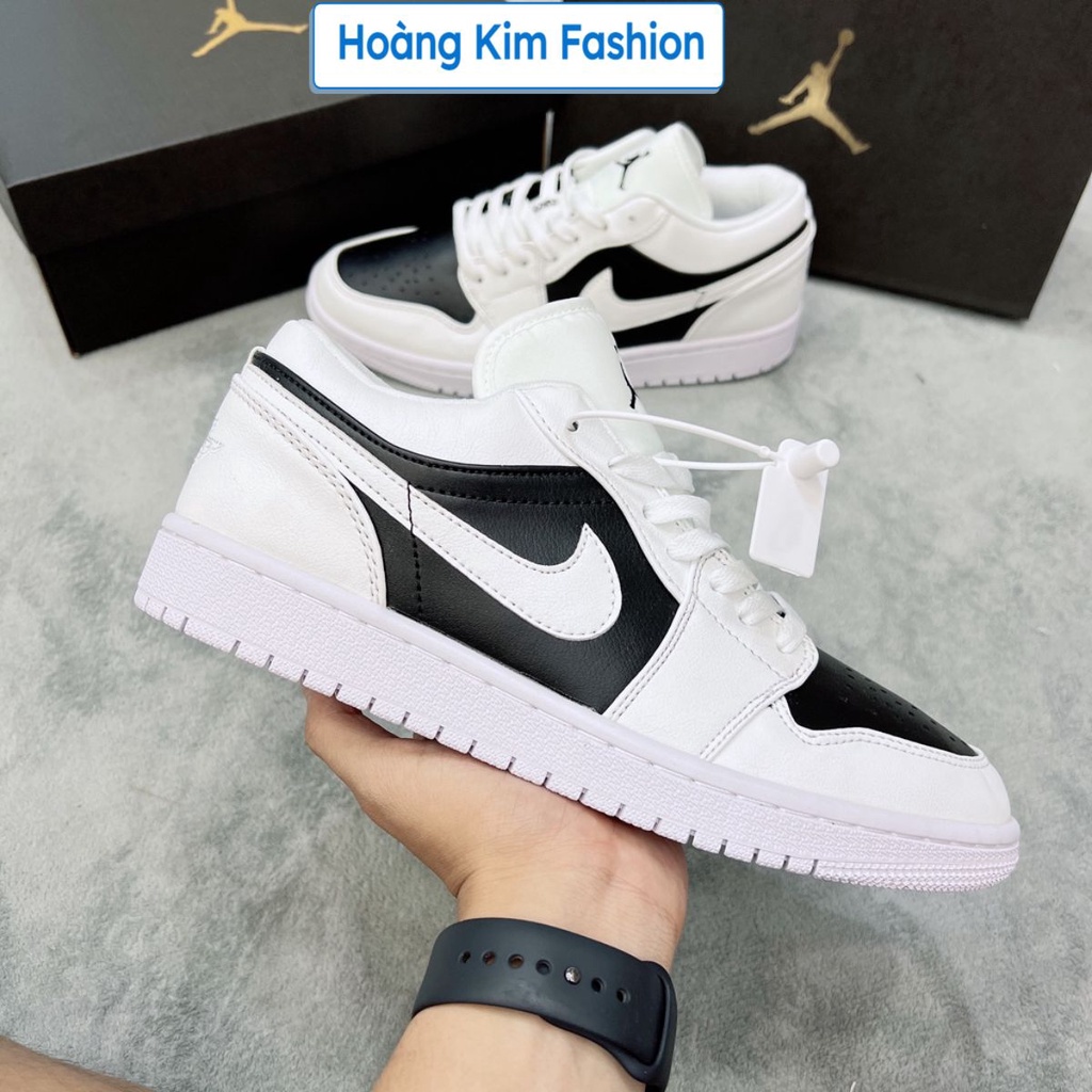 Giày Nike Air Jordan Trắng Đen Cổ Thấp, Giày Sneaker JD1 Low Panda Nam Nữ Thể Thao Cao Cấp Full Box Bill