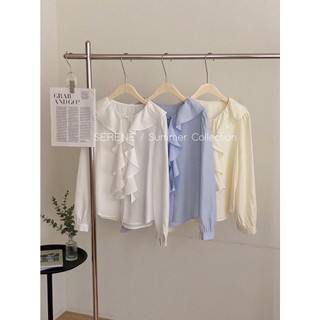 Serene Áo sơ mi thiết kế bèo Misan cách điệu, tiểu thư