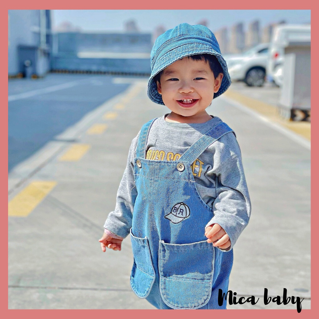 Mũ bucket trẻ em chất vải bò xanh kiểu dáng Hàn Quốc đáng yêu cho bé MH223 Mica baby