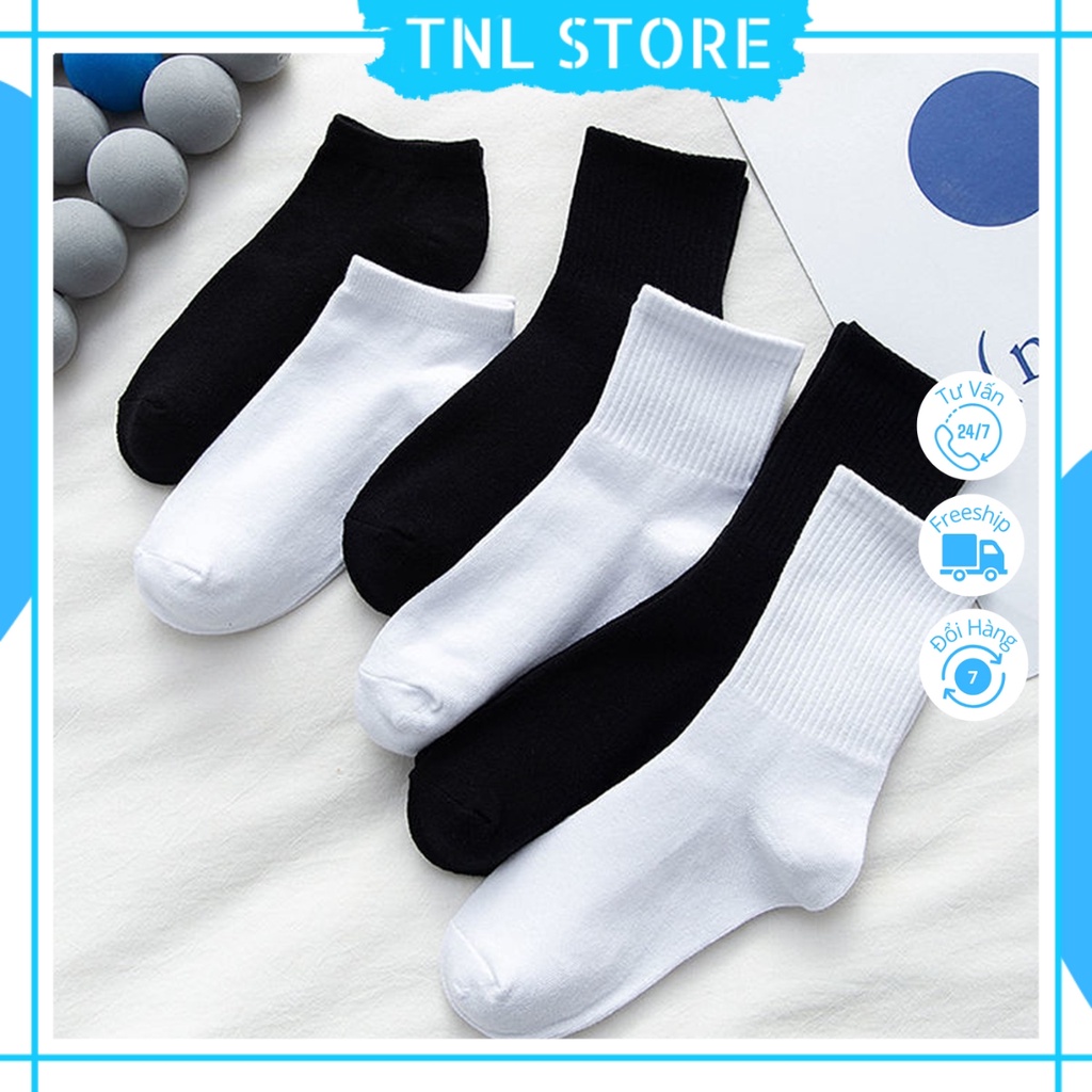 Tất vớ tổng hợp Trơn set 5 đôi thời trang unisex nam nữ TNL Store