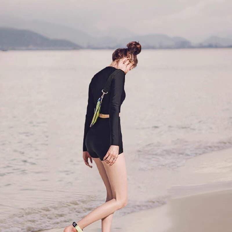 Bikini Bộ Đồ Bơi Nữ 2 Mảnh Quần Đùi Cạp Cao Aó Crop Dài Tay Đủ Size Từ 45kg Đến 63kg Bin Sports BHV211