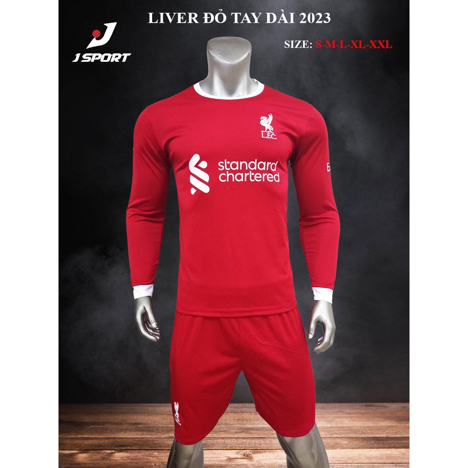 Áo đá bóng, đồ đá banh, áo mẫu CLB Liverpool đỏ tay dài mới nhất 2023 - Chất thun lạnh cao cấp, bền, thoáng