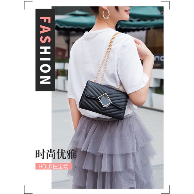 Túi xách nữ khóa gương dây xích vàng kiểu Nhật cực đẹp Capucha T285