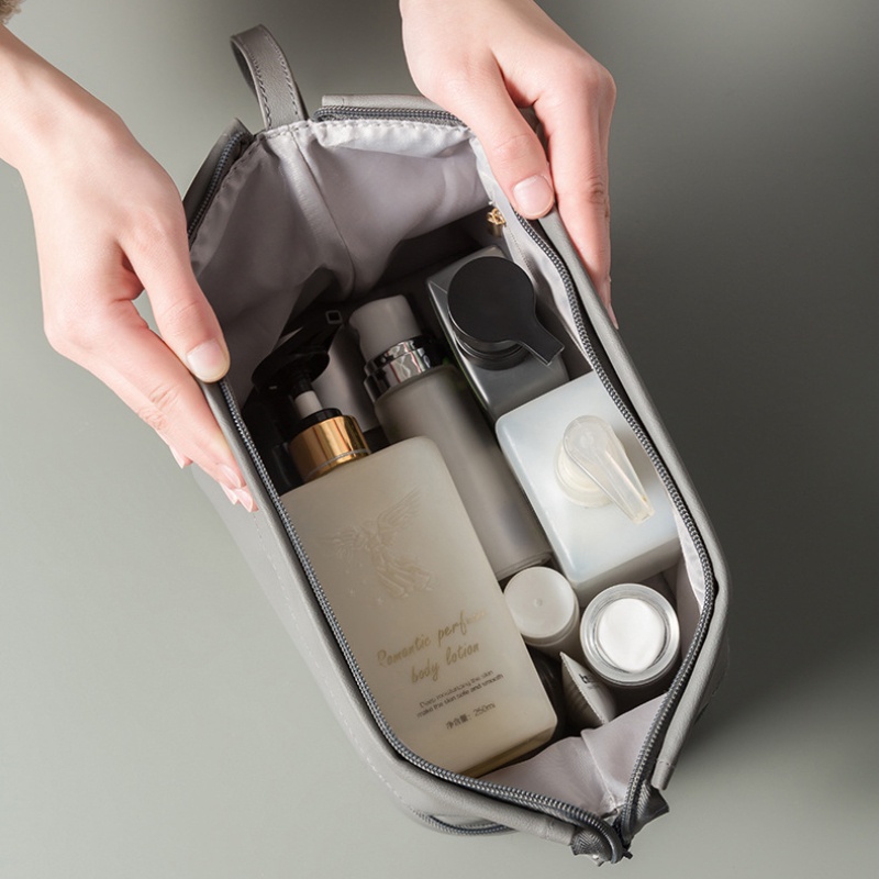 Túi Da PU Hai Lớp Đựng Đồ Trang Điểm Đi Du Lịch Kích Thước Lớn Mới