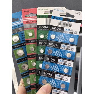 Vỉ 10 viên pin cúc áo lr44 ag13 lr626 lr621 ag4 lr41 ag3 ag1 pin đồng hồ soda 1,55v
