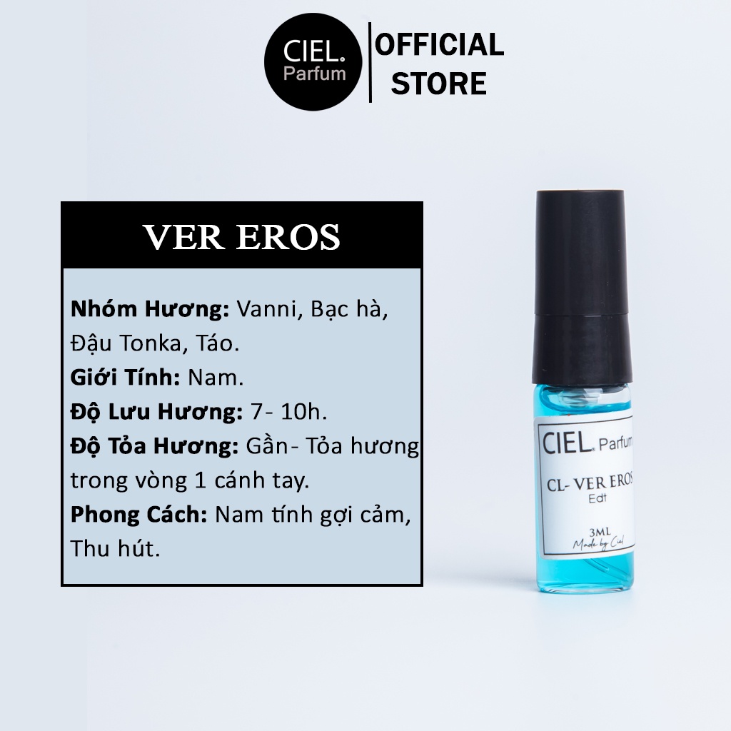 Nước hoa nam cao cấp CL Ver Eros Edt chính hãng CIEL Parfum phong cách gợi cảm, cuốn hút, hấp dẫn mọi ánh nhìn