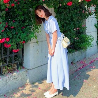 Đầm váy freesize cổ tròn chéo eo 2 màu