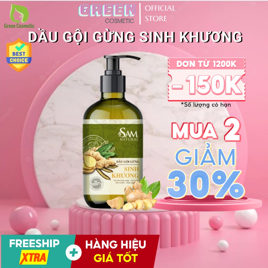 Dầu Gội Sinh Khương Chiết Xuất Thiên Nhiên Kích Thích Mọc Tóc Và Trị Rụng Tóc Sam Natural (500ml)