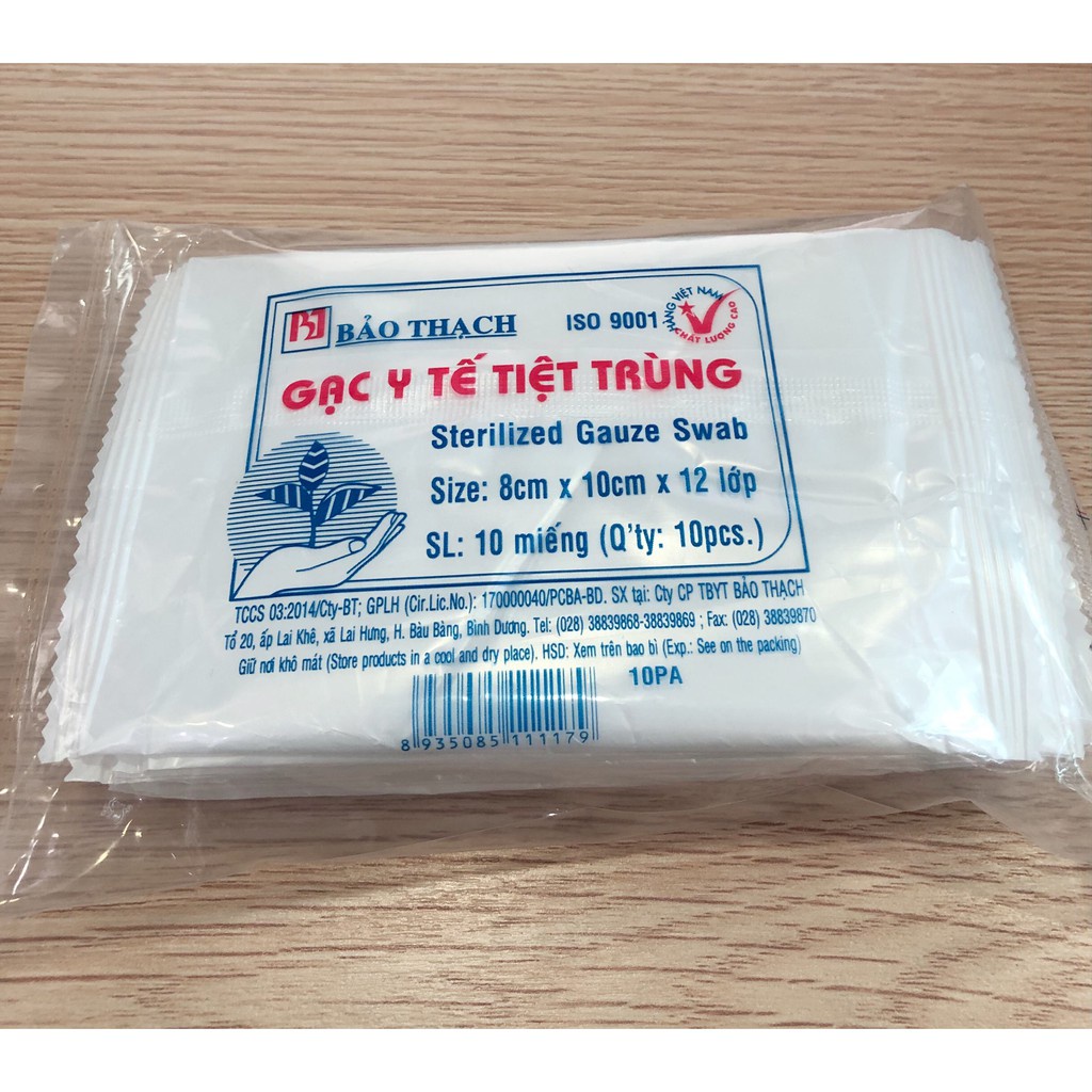 Gạc y tế đã tiệt trùng Bảo Thạch 5x6.5 và 8x10cm