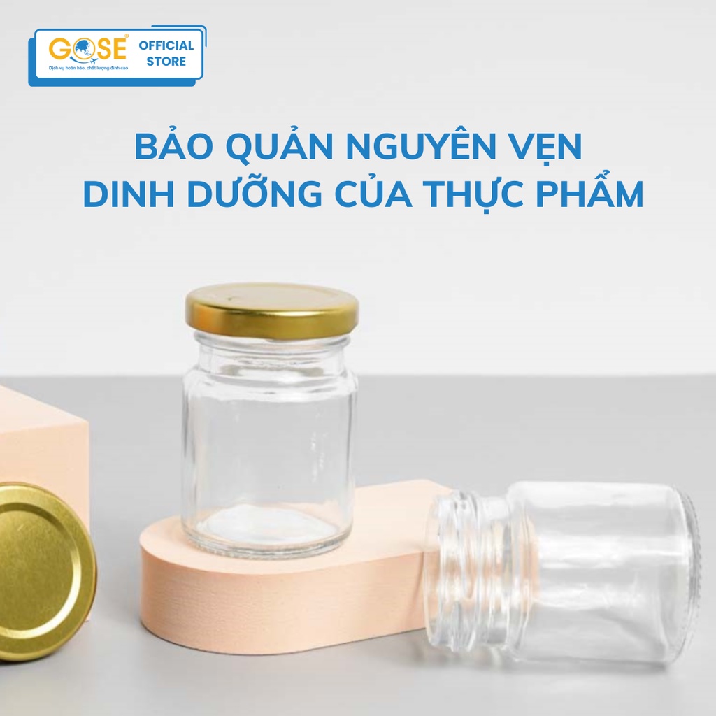 Combo hũ chưng yến thủy tinh tròn nắp vặn 70ml GOSE dùng đựng yến sữa chua gia vị